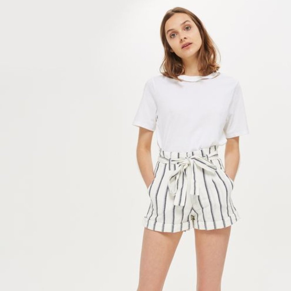 Asos Paper Bag Strip Shorts Size 12